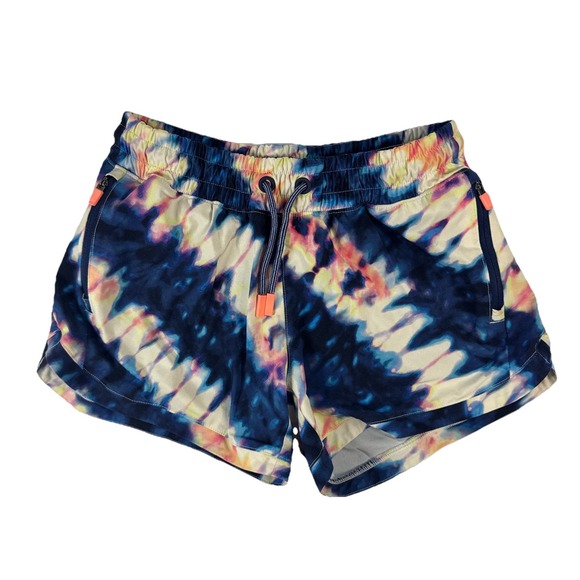 Athleta Girl All Play Chroma Dye & Black‎  Workout Running Shorts Size L 12 - Picture 1 of 6